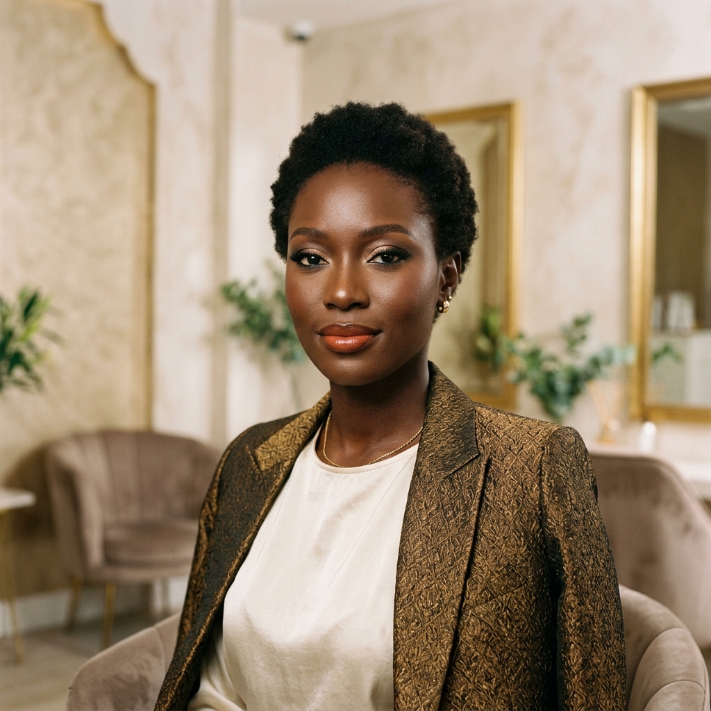 Femme africaine élégante aux soins dans notre institut de beauté premium