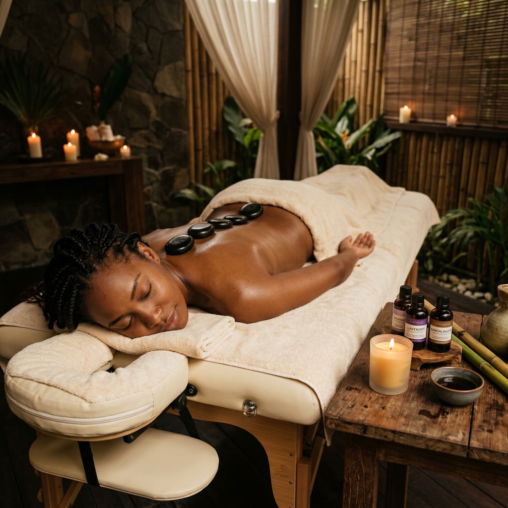 Massage relaxant aux pierres chaudes pour une détente absolue